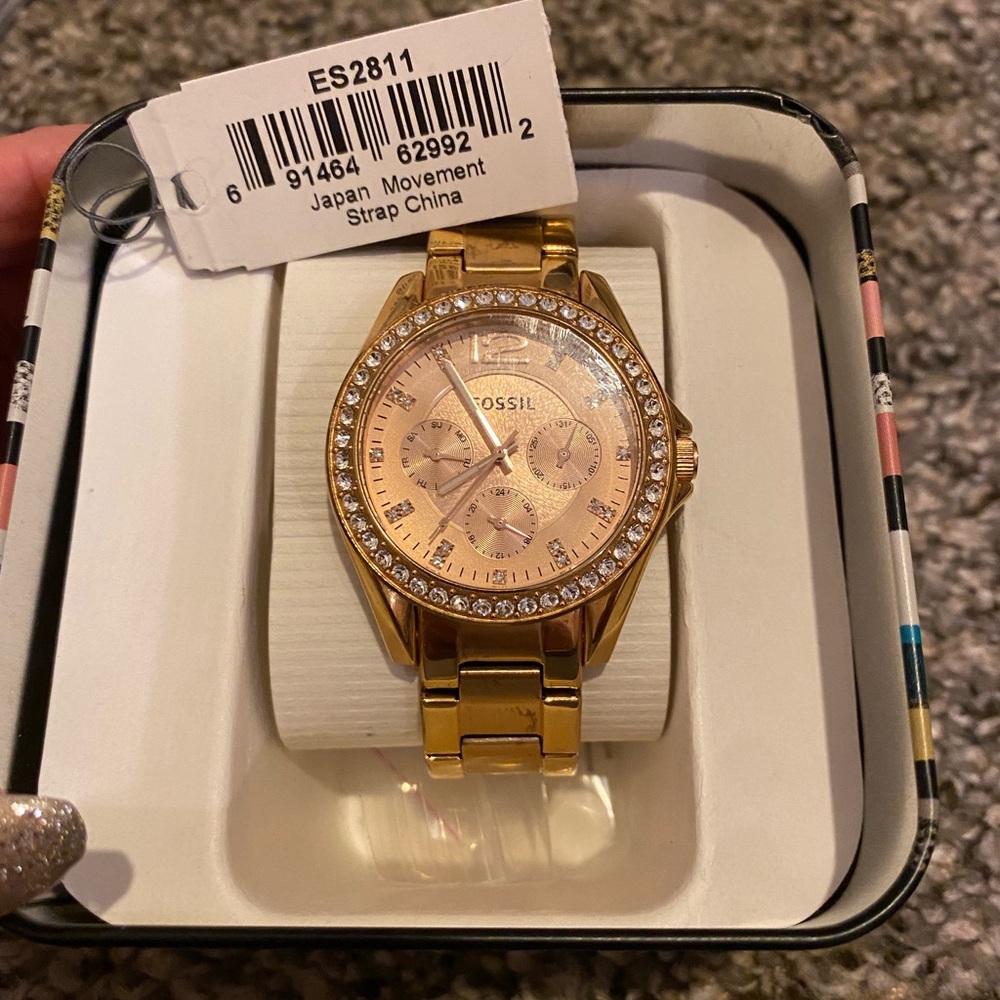 Fossil Crystal-Accented Multifunction Watch - image 1